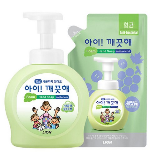 아이깨끗해 폼 핸드솝 청포도향 490ml+리필 450ml (본품3개+리필3개)_이미지