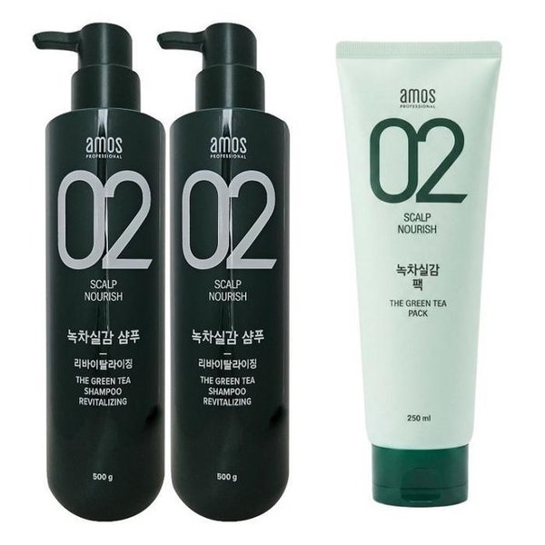 아모스프로페셔널 녹차실감 샴푸 리바이탈라이징 500g 2개+녹차실감 팩 250ml 3종세트이미지입니다. 누르면 해당 게시물로 새창이동합니다.