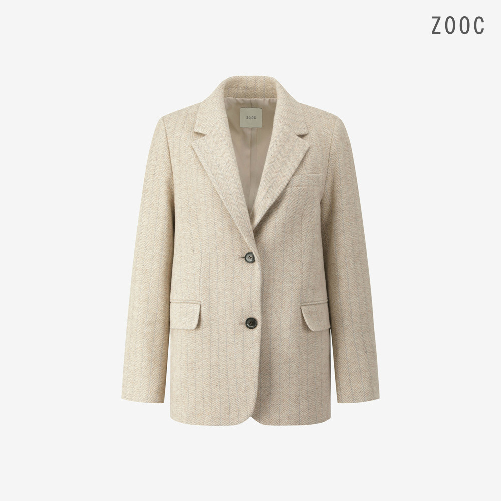 울 헤링본 클래식 투버튼 자켓 LE_V261MSF901