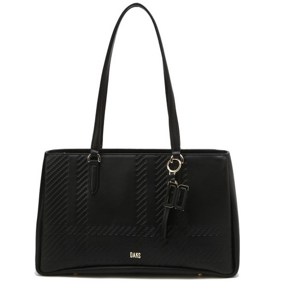 LF 닥스 TARTAN PLAT 타탄체크경판 가죽 쇼퍼백_DCBA3F436BK