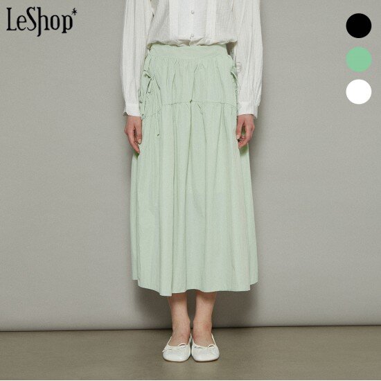 르샵 셔링 포켓 플레어 롱 스커트 BO7SK022A_이미지