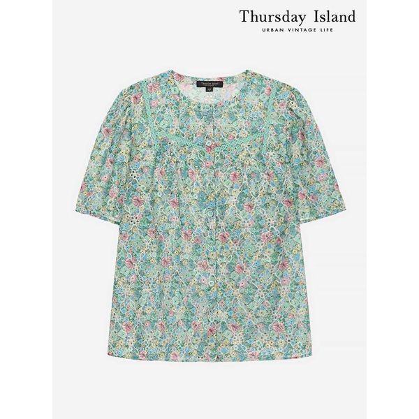  써스데이아일랜드 Thursday Island 플라워 패턴 풀오픈 블라우스 T244MBL632W