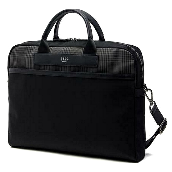 블랙 가죽 부분 체크 서류가방 DBBA3E331BK