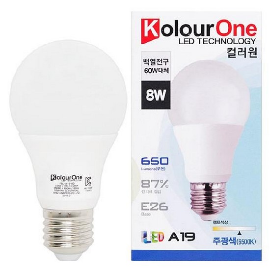 우리조명 장수램프 LED 벌브전구 주광색 8W_이미지