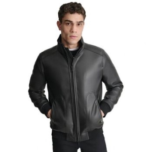 DKNY 디케이앤와이 맨즈 스무스 인조 레더 가죽 봄버 패딩 자켓 블랙 9752313_이미지