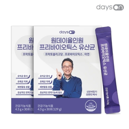 노바렉스 데이즈온 원데이 올인원 프리바이오틱스 유산균 30포 (2개)