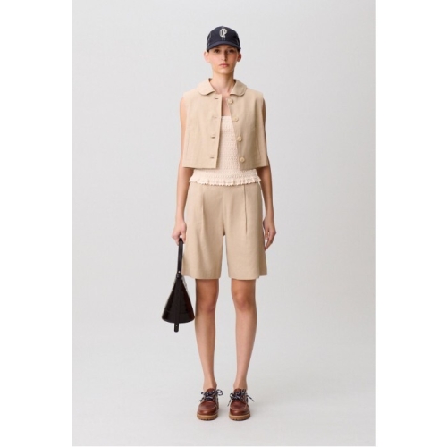 끌로디피에로 Veste courte tailleur lin CFPVE00567_A014 SABLE_이미지