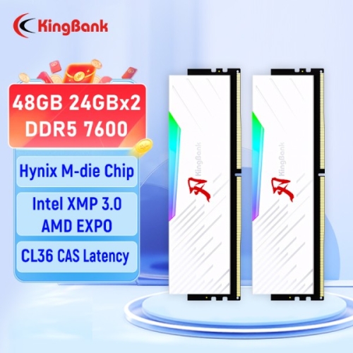 ���̺귣�� �н� KingBank DDR5 ��� RGB �޸� �� 24GBx2 48gb 7600MHz UDIMM ����ũž ���� M ���� CL..