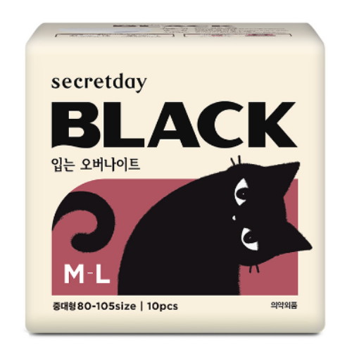 시크릿데이 뉴 블랙 입는 오버나이트 중대형 10개 (6팩(60개))_이미지