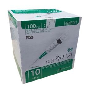 정림 10ml 18G 주사기 100개입 국산 멸균주사기 10cc_이미지