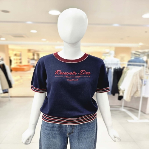 올리브데올리브 MARIO 단가라 배색 레터링 포인트 니트 YK5AP654