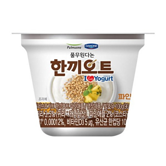 풀무원다논 아이러브요거트 한끼오트 파인애플 100g (24개)