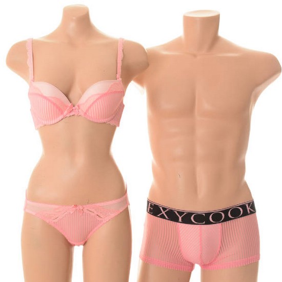 섹시쿠키 망사 햄라인 커플 세트 WBS113/WPS114/MDS113 (핑크)_이미지