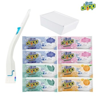 이지드롭 변기크리너 핸들 1개 + 케이스 1개 + 리필<b>브러쉬</b> 8개 + 체험분 6개