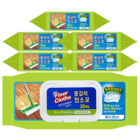 샤인 실속형 물걸레 청소포 대형 30매 (6개)_이미지