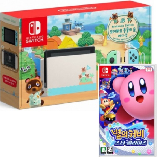 Nintendo 닌텐도 스위치 동물의 숲 에디션 4인용 게임 패키지 (별의 커비 스타 얼라이즈)