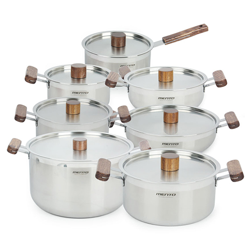 키친아트 멘토 IH 스텐 냄비 7종 (편수18+양수16,20,24+전골20,24+곰솥28)_이미지