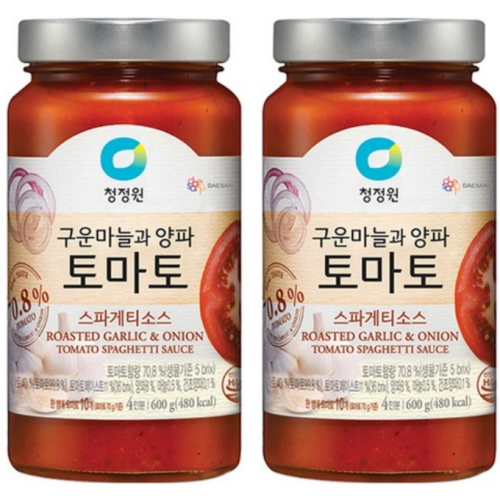 청정원 구운마늘과 양파 토마토 스파게티소스 600g (2개)