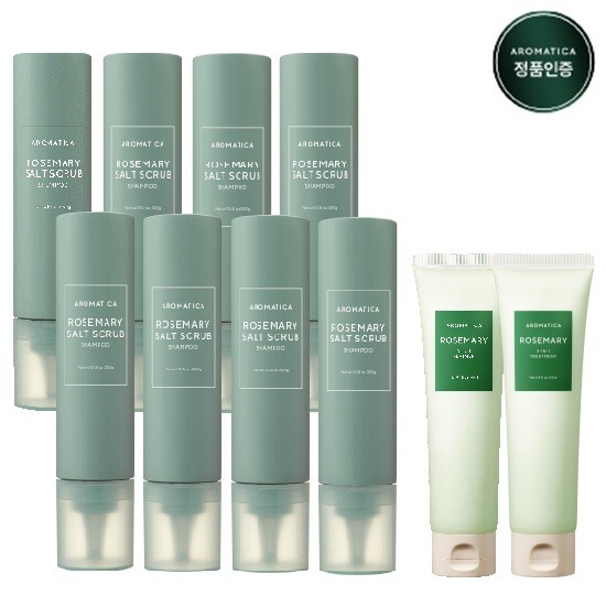 로즈마리 솔트 스크럽 샴푸 300g 8개+트리트먼트 160ml 2개 10종세트