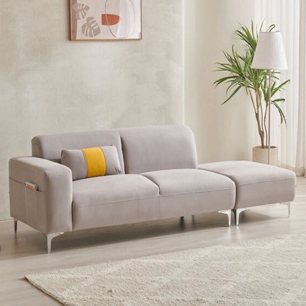 우아미가구 루앙 아쿠아텍스 패브릭 소파 3인용 (스툴포함)_이미지