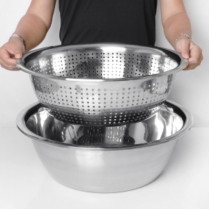 퀸센스 대용량 스텐 다라이 타공다라이 2종세트 믹싱볼 대야 다라이 55cm+ 타공다라이 50cm