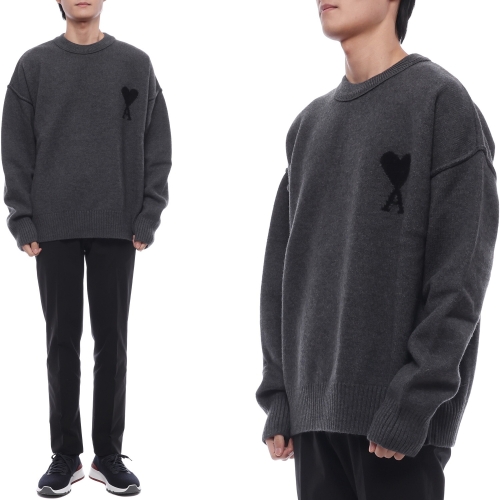 남성 하트 로고 울 니트_UKS838 018 0504 M 25F