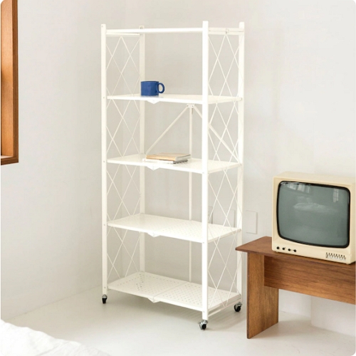 가구느낌  철제 와이드 접이식 5단 폴딩선반