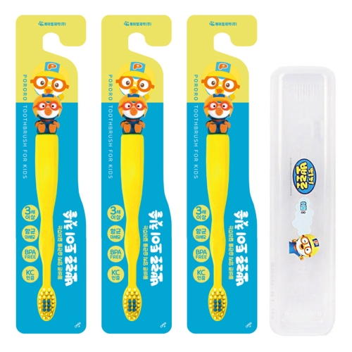 뽀로로 토이 유아 칫솔 3p + 케이스 세트 혼합색상 1세트