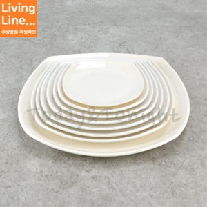 사각 미색 접시 멜라민 뷔페 접시 업소용 식기 한식 일식 그릇 대접시