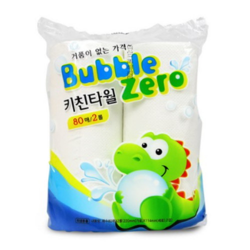 버블제로 타월 가정용 기름기 80매x2롤 업소용 주방 핸드 물기 4개 타올 제거