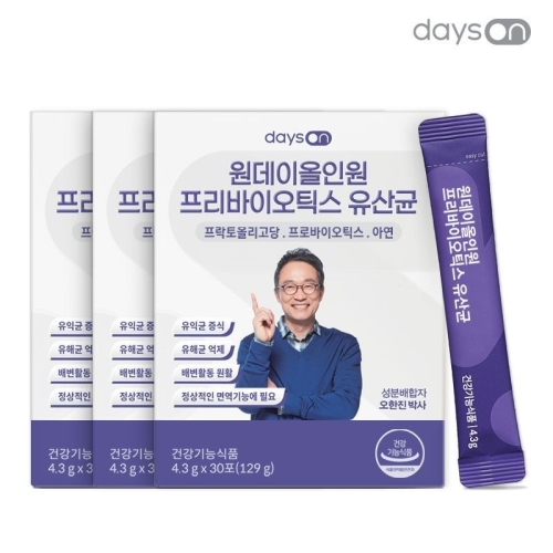 노바렉스 데이즈온 원데이 올인원 프리바이오틱스 유산균 30포 (3개)