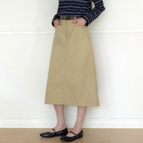 Soft Stretch A-Line Skirt Beige H25FA-SK04-BEI