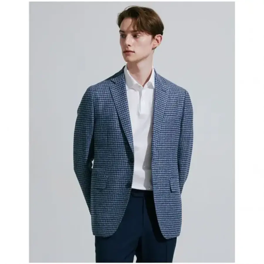 LF 마에스트로 온프 56L사이즈 한정 블루 체크 SS 긴팔자켓 MAJA3B275B2 1210488