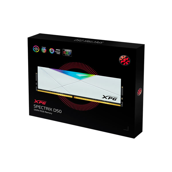 ADATA DDR4-3200 CL16 SPECTRIX D50 RGB 화이트 패키지 (32GB(16Gx2))_이미지
