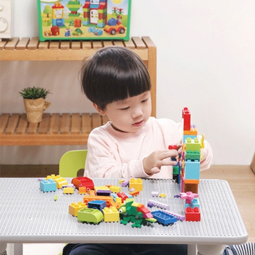 전원테크 플라팜 3in1 레고테이블 3종세트 레고상+투명커버+교체형학습시트지  레고블럭호환