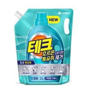LG생활건강 테크 호르몬 특유취 제거 액체세제 드럼용 리필 2L (1개)