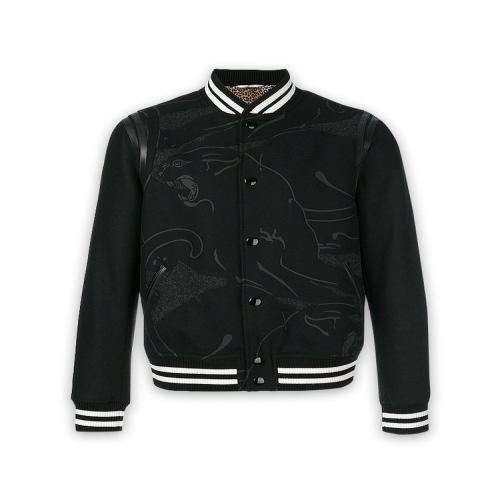 발렌티노 남성 표범 프린트 가죽 울 봄버 자켓 블랙 NV3CI0344EG G93_이미지