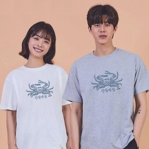 키밍 간장게장 꽃게 가족커플티 10대반팔 기본오버핏 W69BCA7