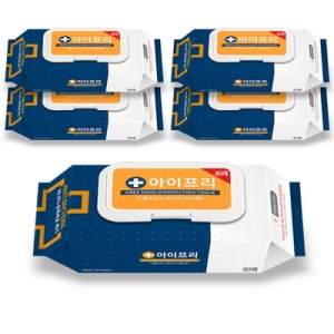 제이트로닉스 아이프리 더클린 손소독티슈 캡형 80매 (5팩)