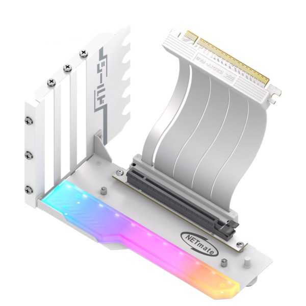 강원전자 NETmate NM-HPI PCI-E 4.0 라이저 케이블 ARGB 키트 (NM-HPI3443, 화이트, 115mm)_이미지
