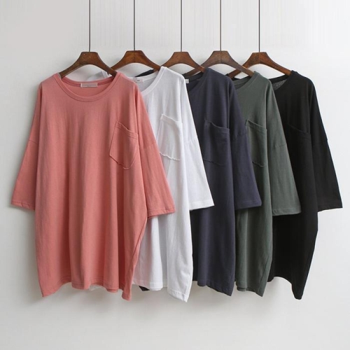 강물처럼 빅사이즈박스티 C505L503 무지통7부라운드박스 NO_이미지