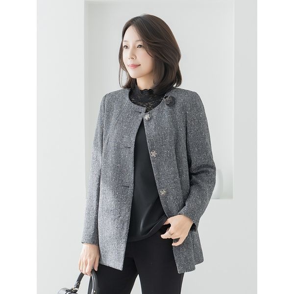 마담4060 엄마옷 중년여성 데일리 자켓 윤슬보카노카라 -FJK2603034_이미지