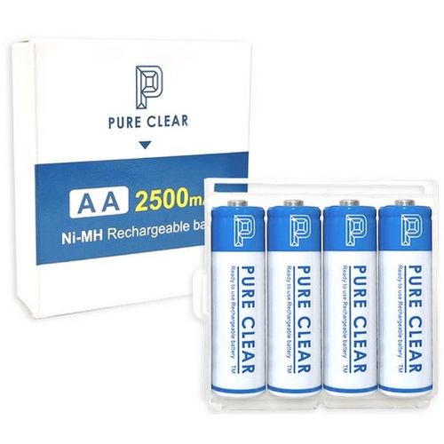 퓨어클리어 AA 2500mAh 4알 1세트 케이스포함 충전지 건전지_이미지