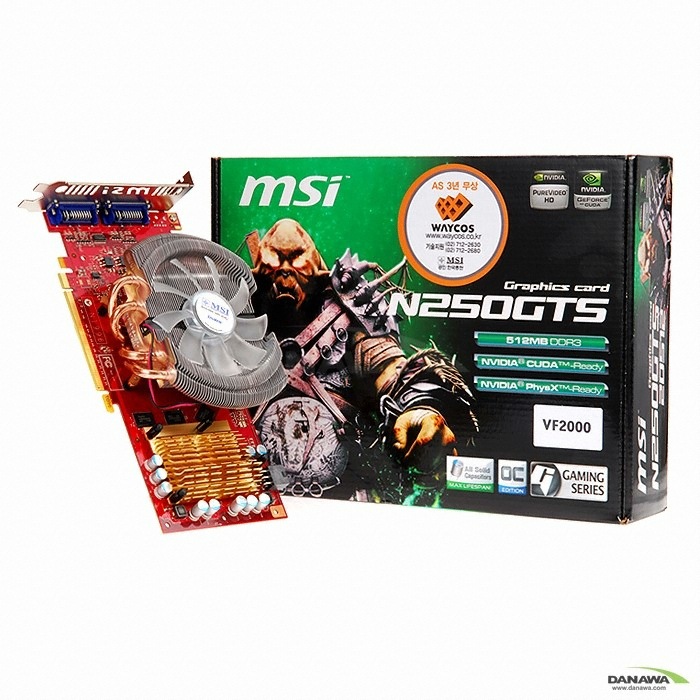 MSI ������ GTS250 N250GTS-2D512-OC ����Ŭ�� 512MB VF2000 �����ڽ�