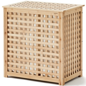 한샘 뱀부 빨래바구니 런드리 햄퍼 2칸 내추럴 60 x 40 x 62 cm_이미지