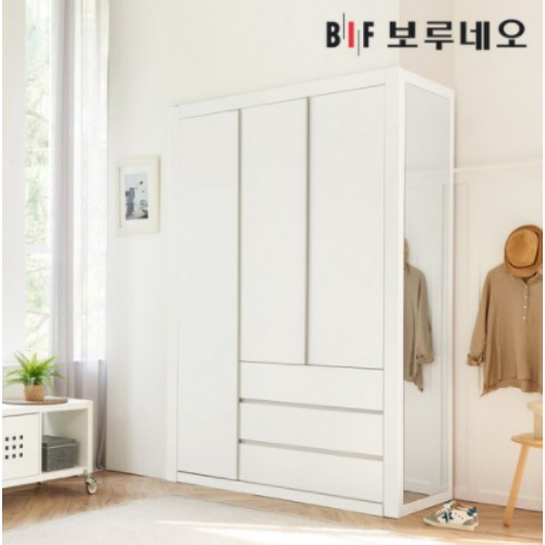BIF보루네오 네오 3단서랍 여닫이 작은방 붙박이장 (220cm)_이미지