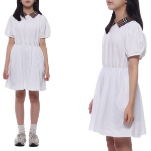  버버리 체크 카라 폴로 원피스 8073165 WHITE 24S