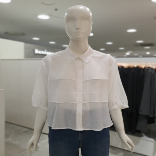  스위트숲 덧장 포인트 7부 소매 블라우스 OC4SSR1
