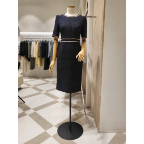 모조에스핀 J252MSE932트위드라운넥네이비컬러H라인원피스_이미지