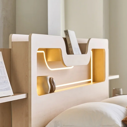 파로마 베이 페일 라인형 4서랍 수납 LED침대 Q (7존독립스프링)_이미지